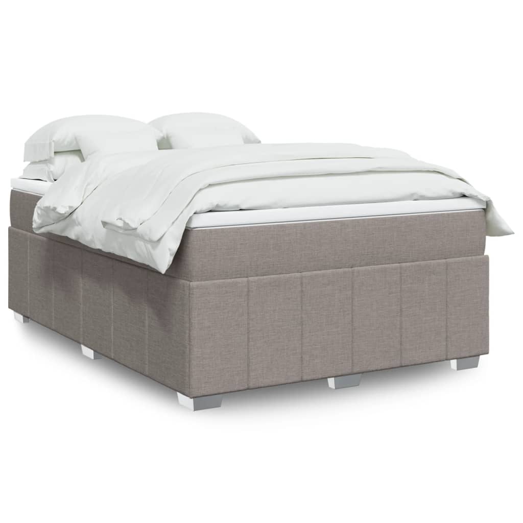 Boxspring met matras stof taupe 140x190 cm – afbeelding 1