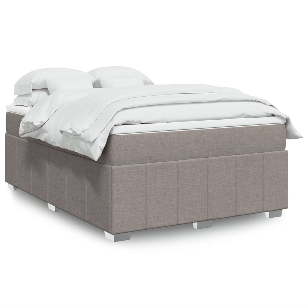 Boxspring met matras stof taupe 140x200 cm – afbeelding 1