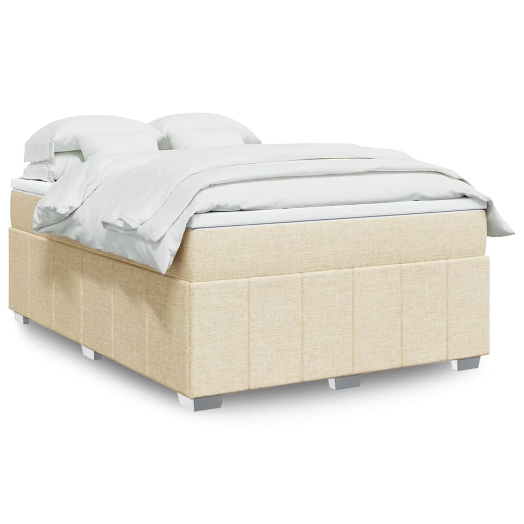 Boxspring met matras stof crèmekleurig 160x200 cm – afbeelding 1