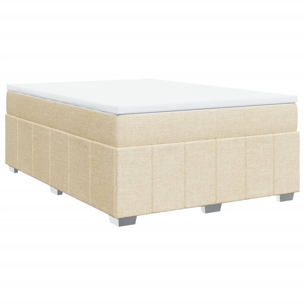 Boxspring met matras stof crèmekleurig 160x200 cm – afbeelding 2