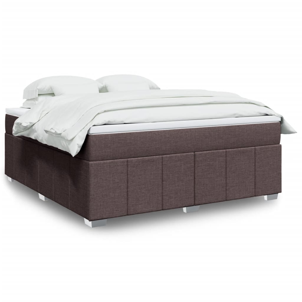 Boxspring met matras stof donkerbruin 180x200 cm – afbeelding 1