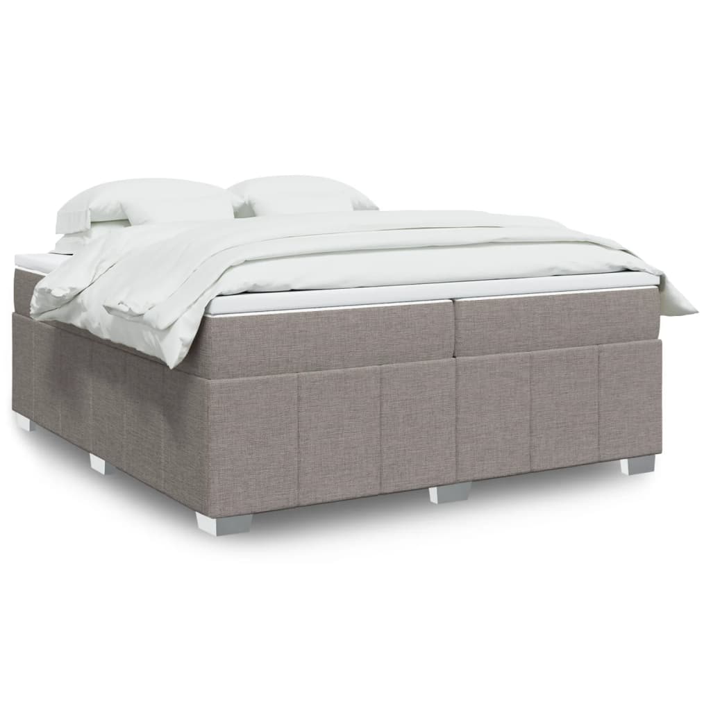 Boxspring met matras stof taupe 200x200 cm – afbeelding 1