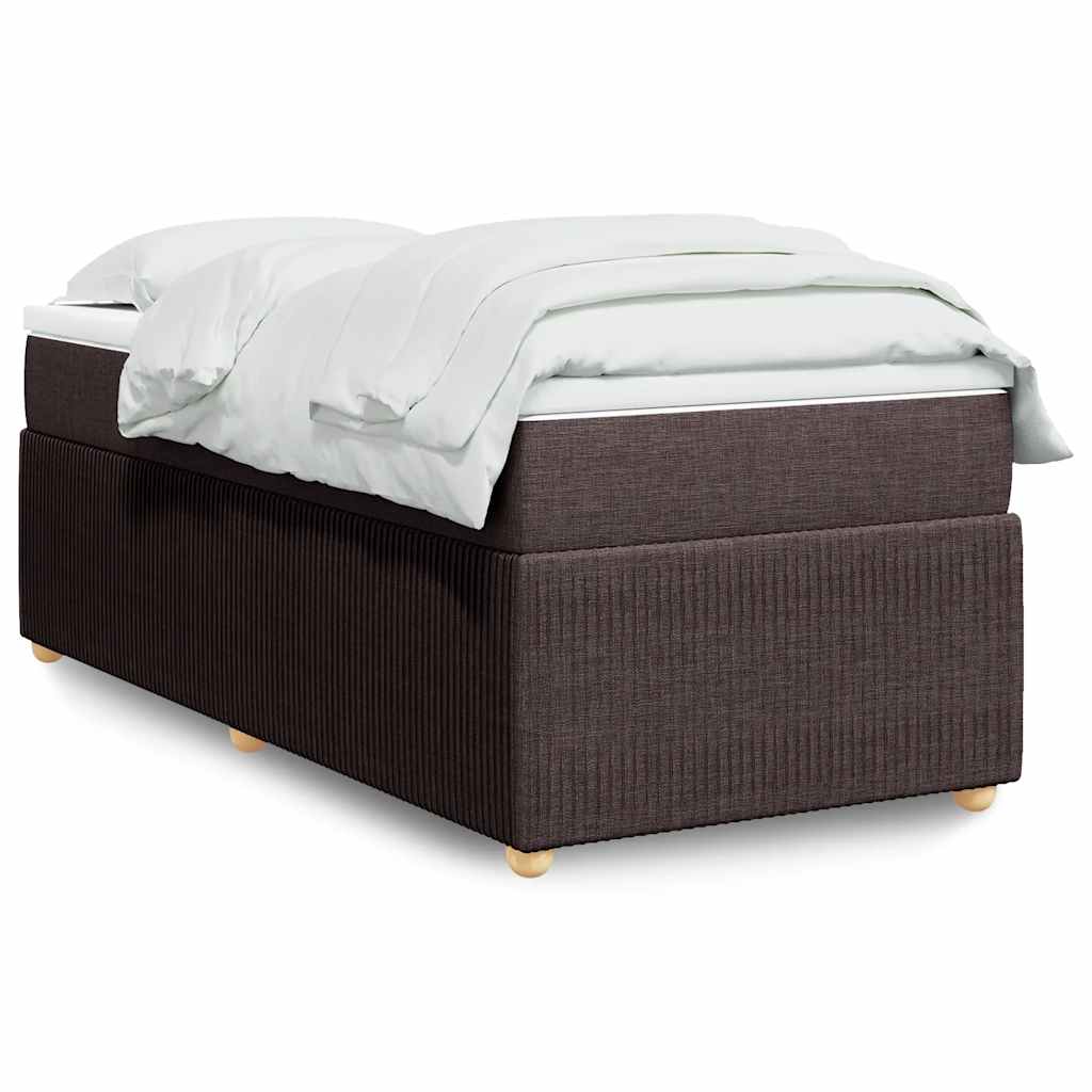 Boxspring met matras stof donkerbruin 90x200 cm – afbeelding 1