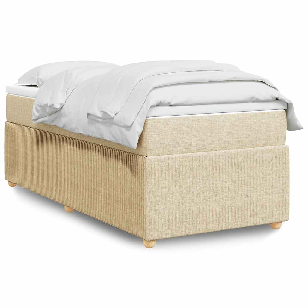 Boxspring met matras stof crèmekleurig 90x200 cm – afbeelding 1