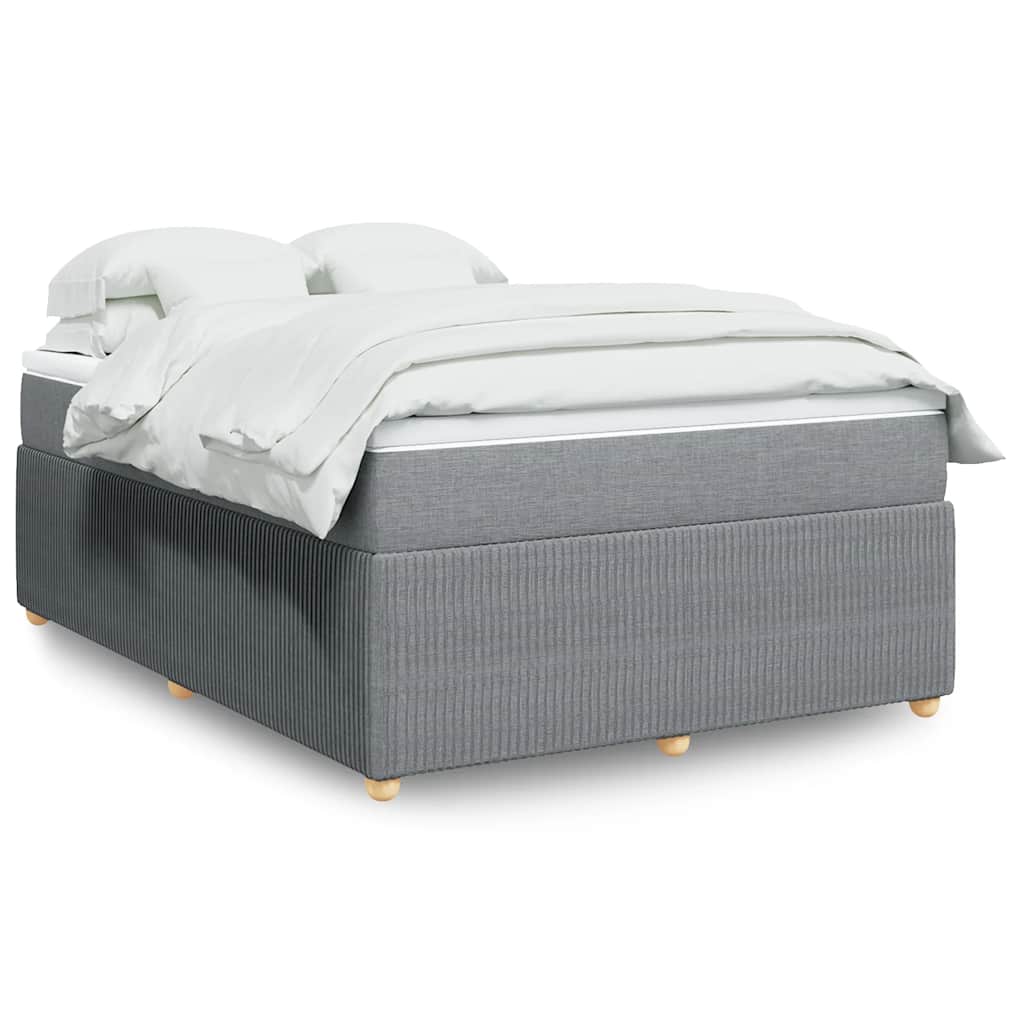 Boxspring met matras stof lichtgrijs 140x200 cm – afbeelding 1