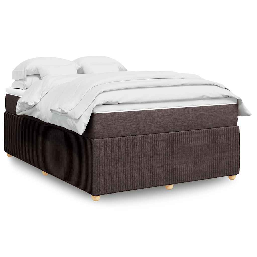 Boxspring met matras stof donkerbruin 160x200 cm – afbeelding 1