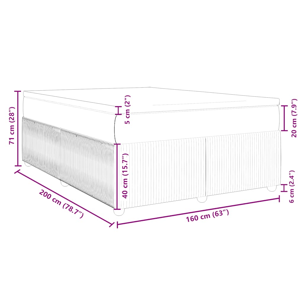 Boxspring met matras stof donkerbruin 160x200 cm – afbeelding 12