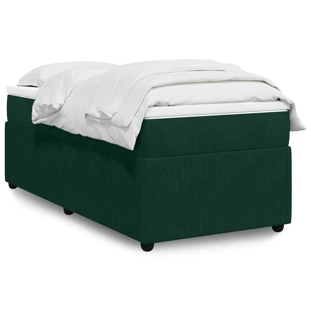 Boxspring met matras fluweel donkergroen 80x200 cm – afbeelding 1