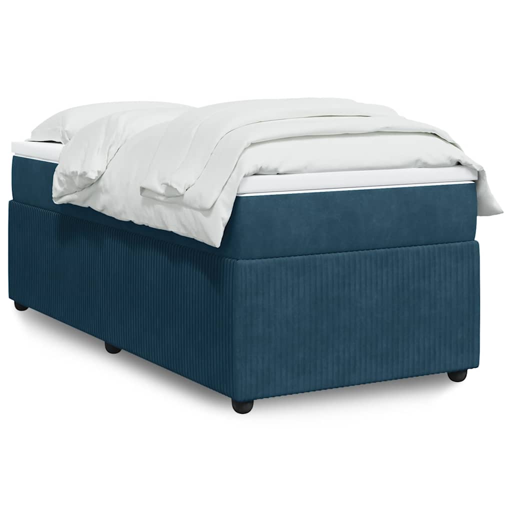 Boxspring met matras fluweel donkerblauw 80x200 cm – afbeelding 1