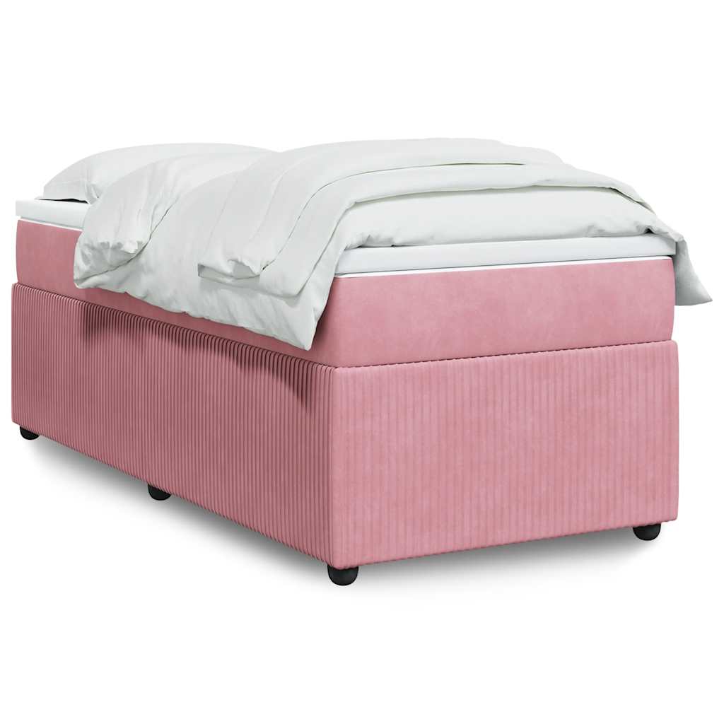 Boxspring met matras fluweel roze 90x190 cm – afbeelding 1