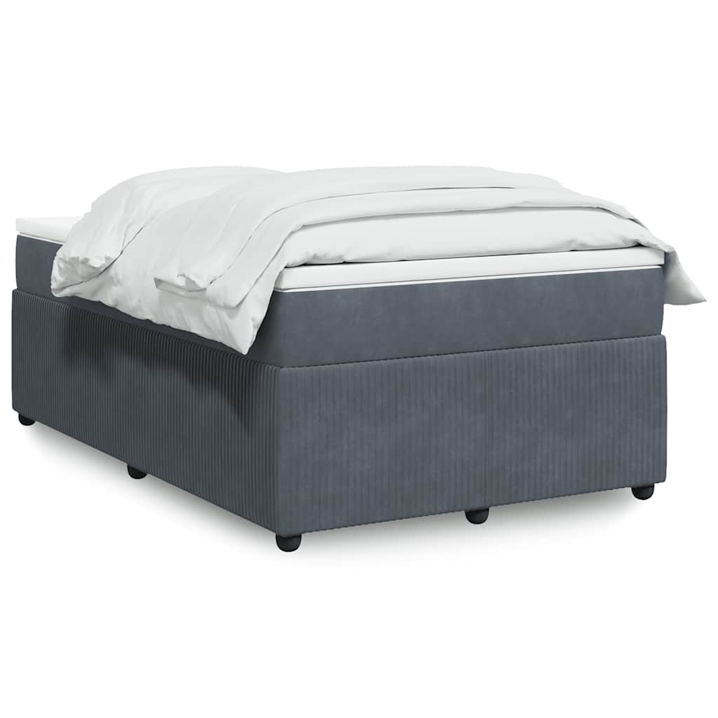 Boxspring met matras fluweel donkergrijs 120x200 cm – afbeelding 1