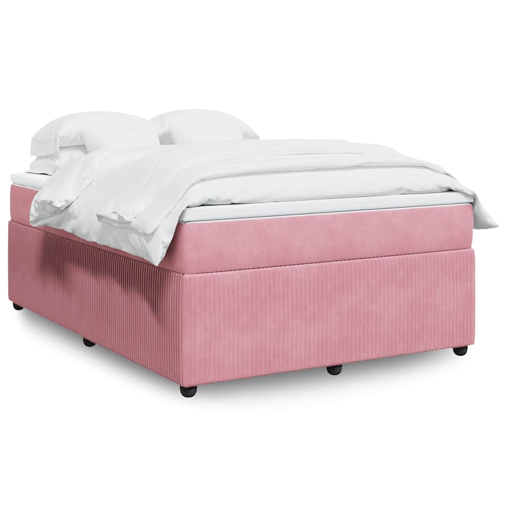 Boxspring met matras fluweel roze 160x200 cm – afbeelding 1