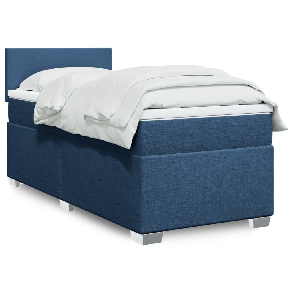 Boxspring met matras stof blauw 80x200 cm – afbeelding 1