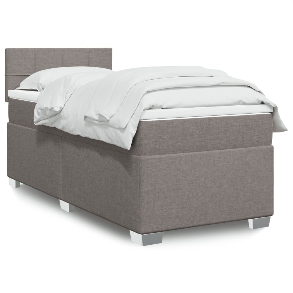 Boxspring met matras stof taupe 80x200 cm – afbeelding 1