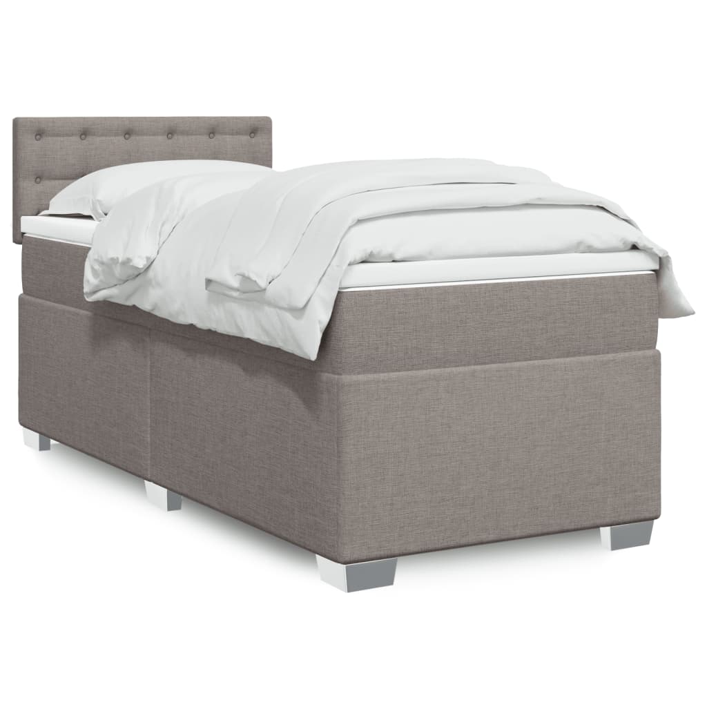Boxspring met matras stof taupe 80x200 cm – afbeelding 1