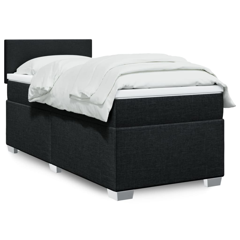 Boxspring met matras stof zwart 90x190 cm – afbeelding 1