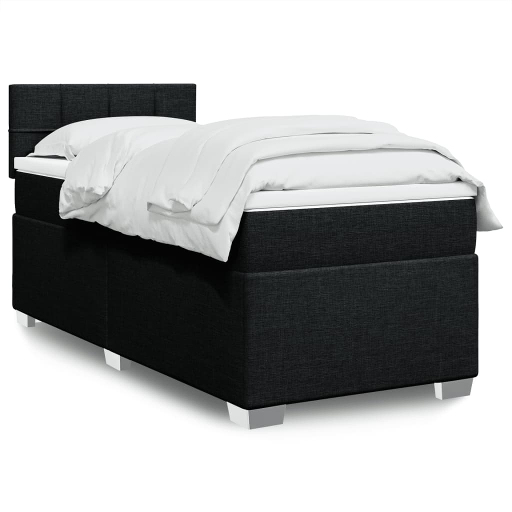 Boxspring met matras stof zwart 90x190 cm – afbeelding 1