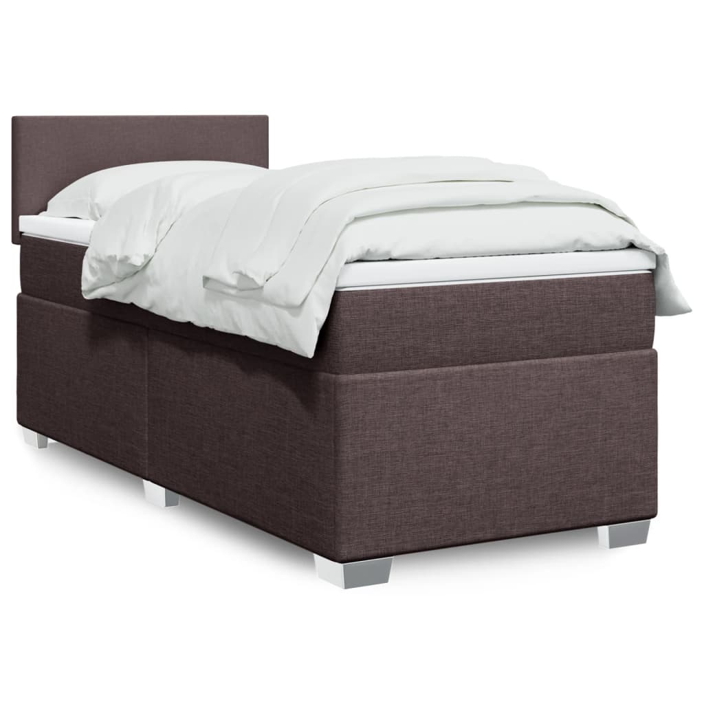 Boxspring met matras stof donkerbruin 100x200 cm – afbeelding 1