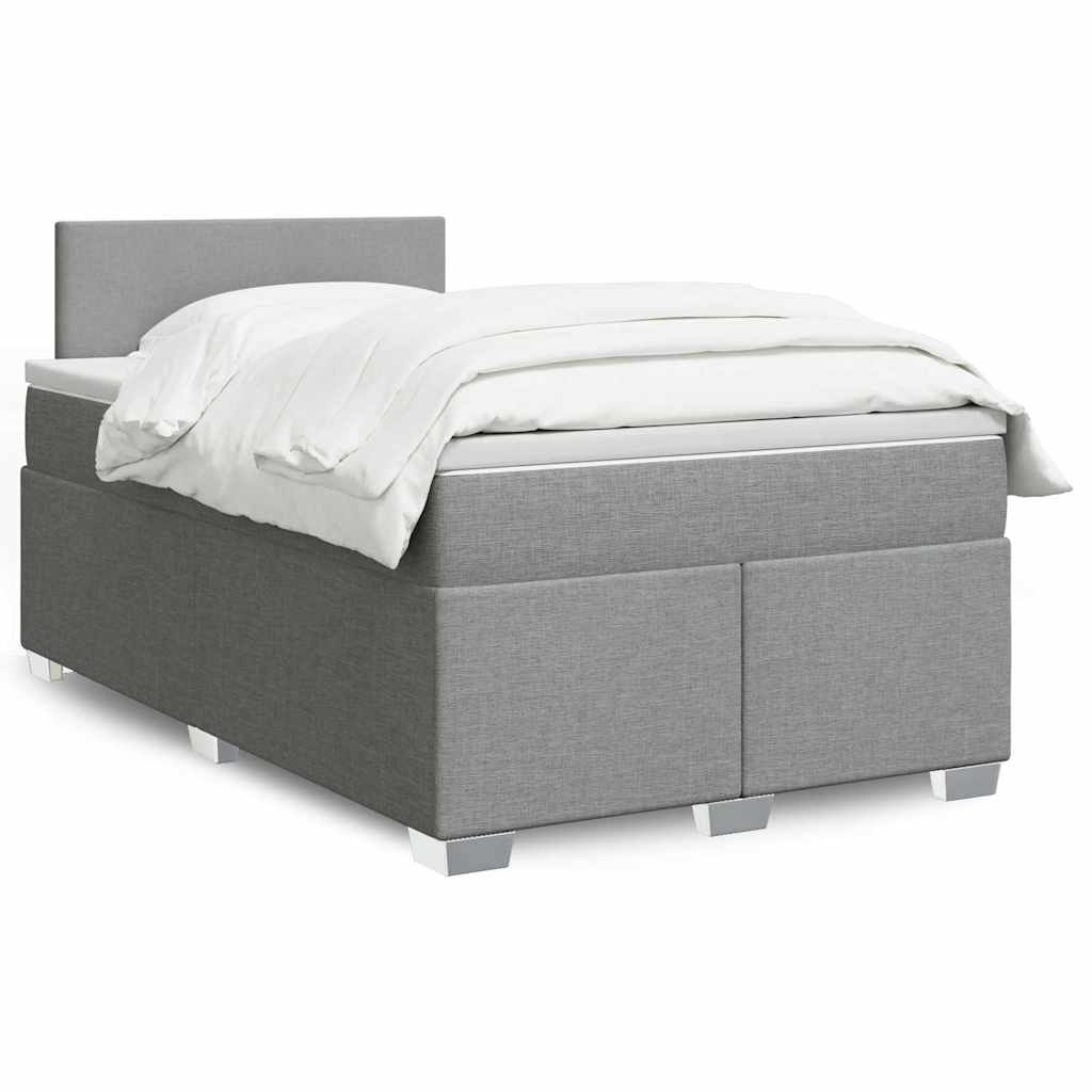 Boxspring met matras stof lichtgrijs 120x190 cm – afbeelding 1