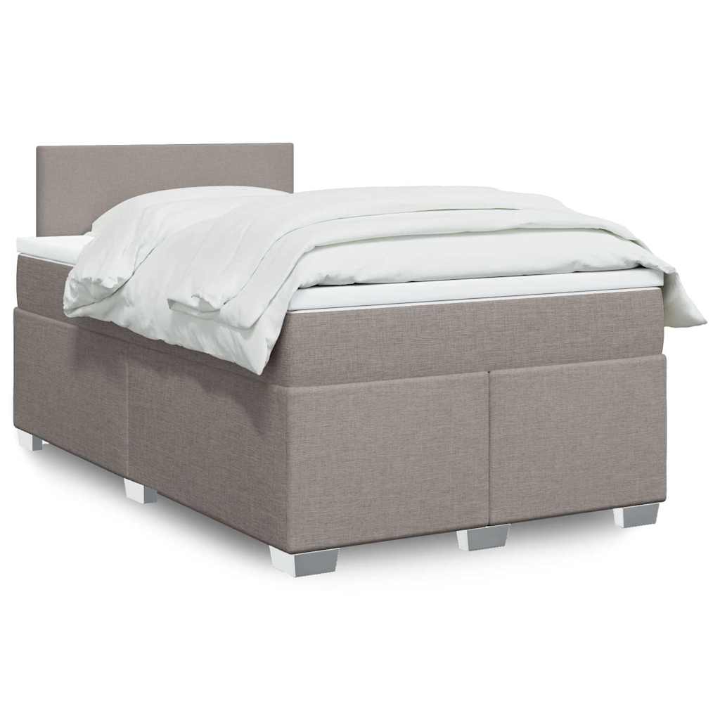 Boxspring met matras stof taupe 120x190 cm – afbeelding 1