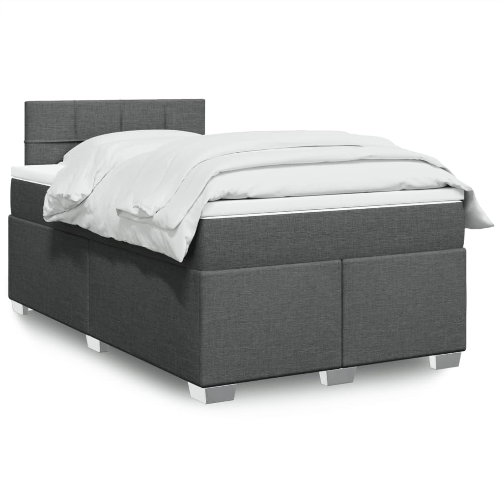 Boxspring met matras stof donkergrijs 120x190 cm – afbeelding 1