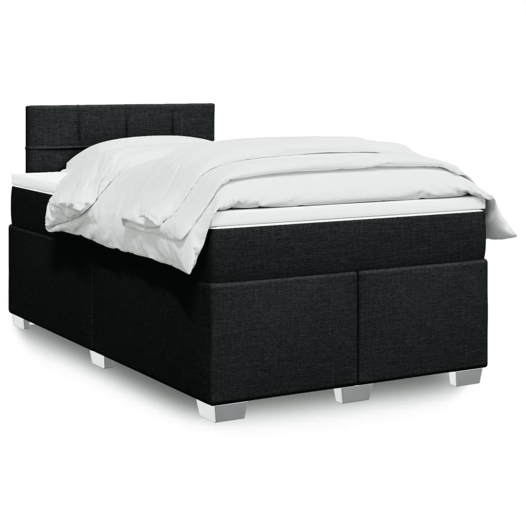 Boxspring met matras stof zwart 120x190 cm – afbeelding 1