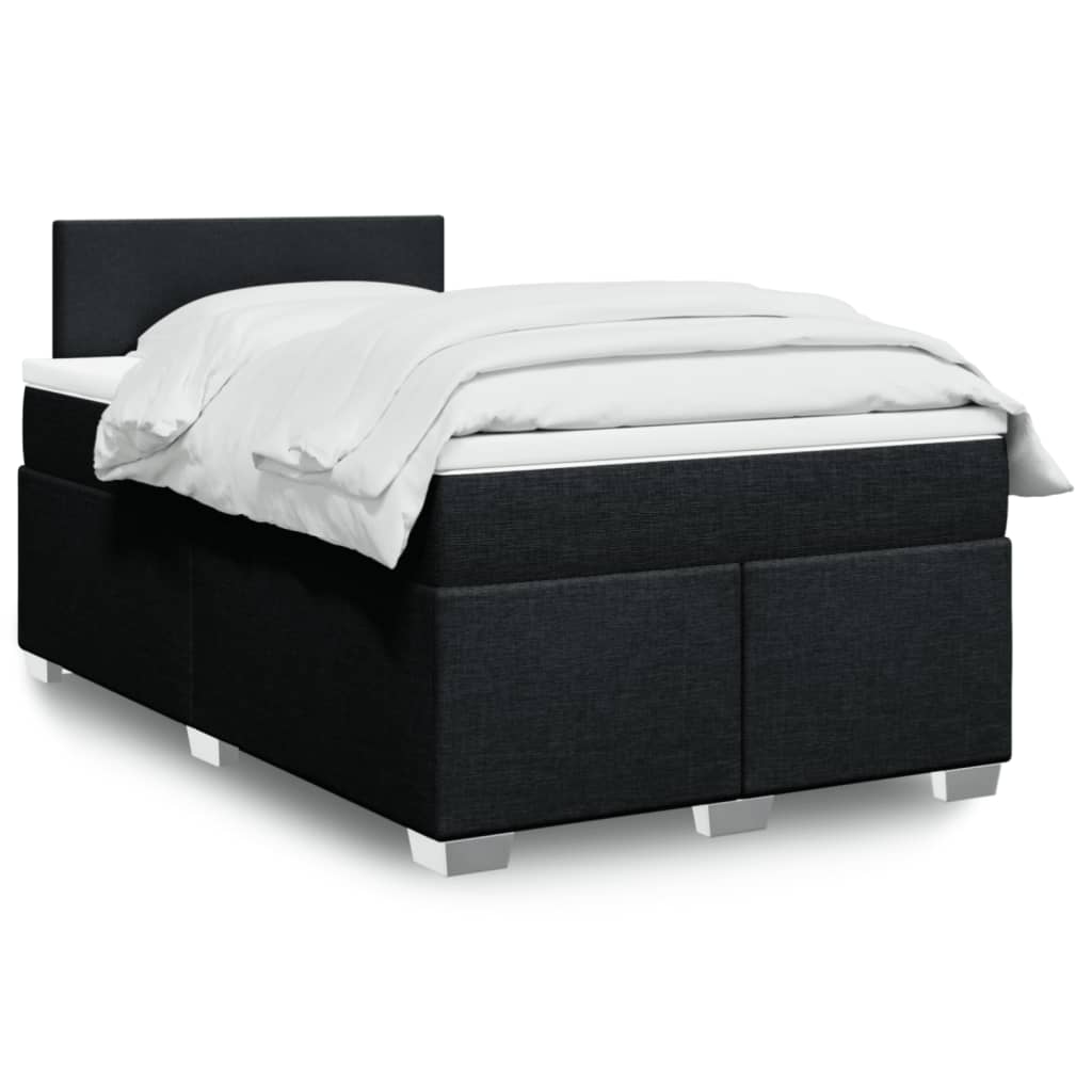 Boxspring met matras stof zwart 120x200 cm – afbeelding 1