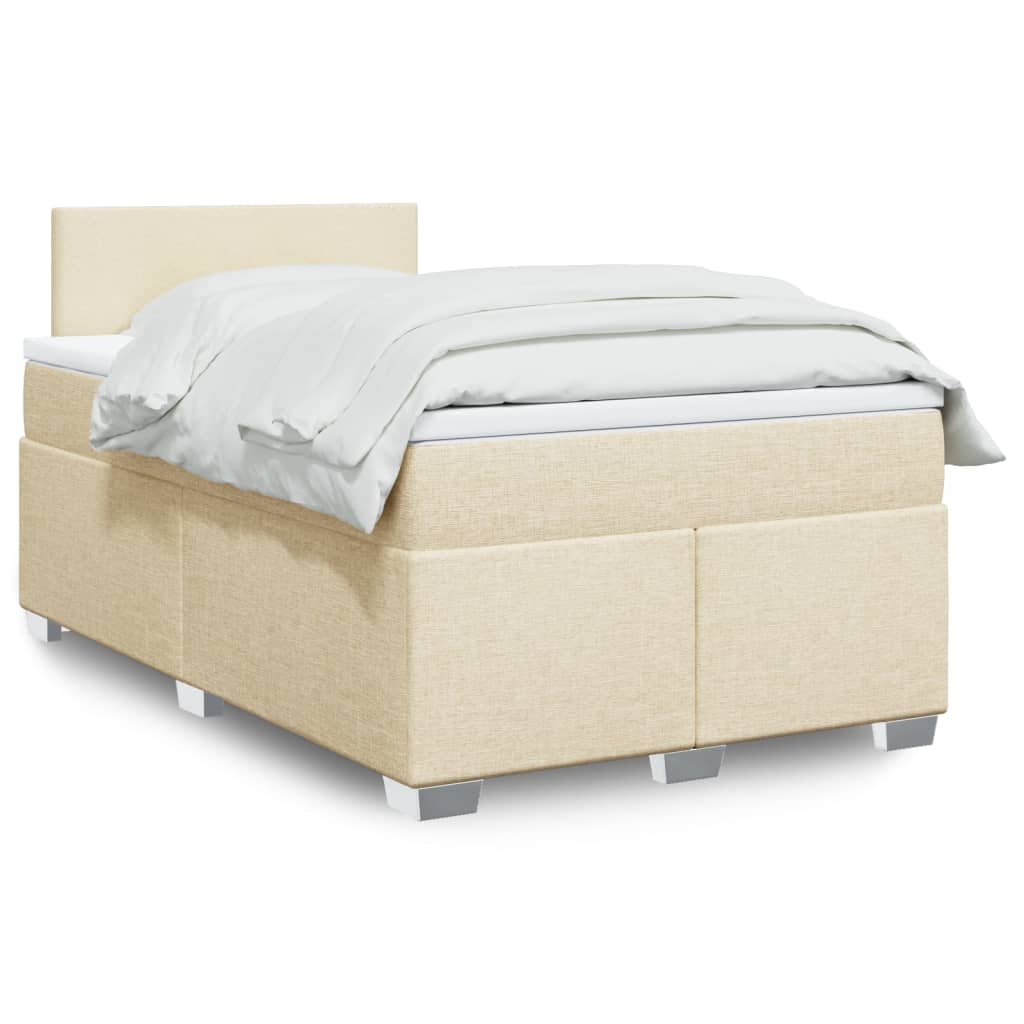 Boxspring met matras stof crèmekleurig 120x200 cm – afbeelding 1