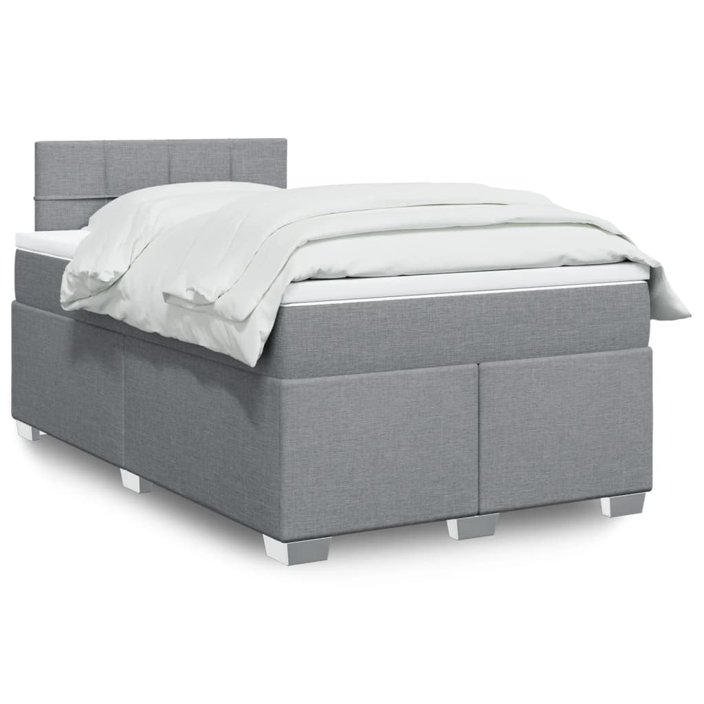 Boxspring met matras stof lichtgrijs 120x200 cm – afbeelding 1