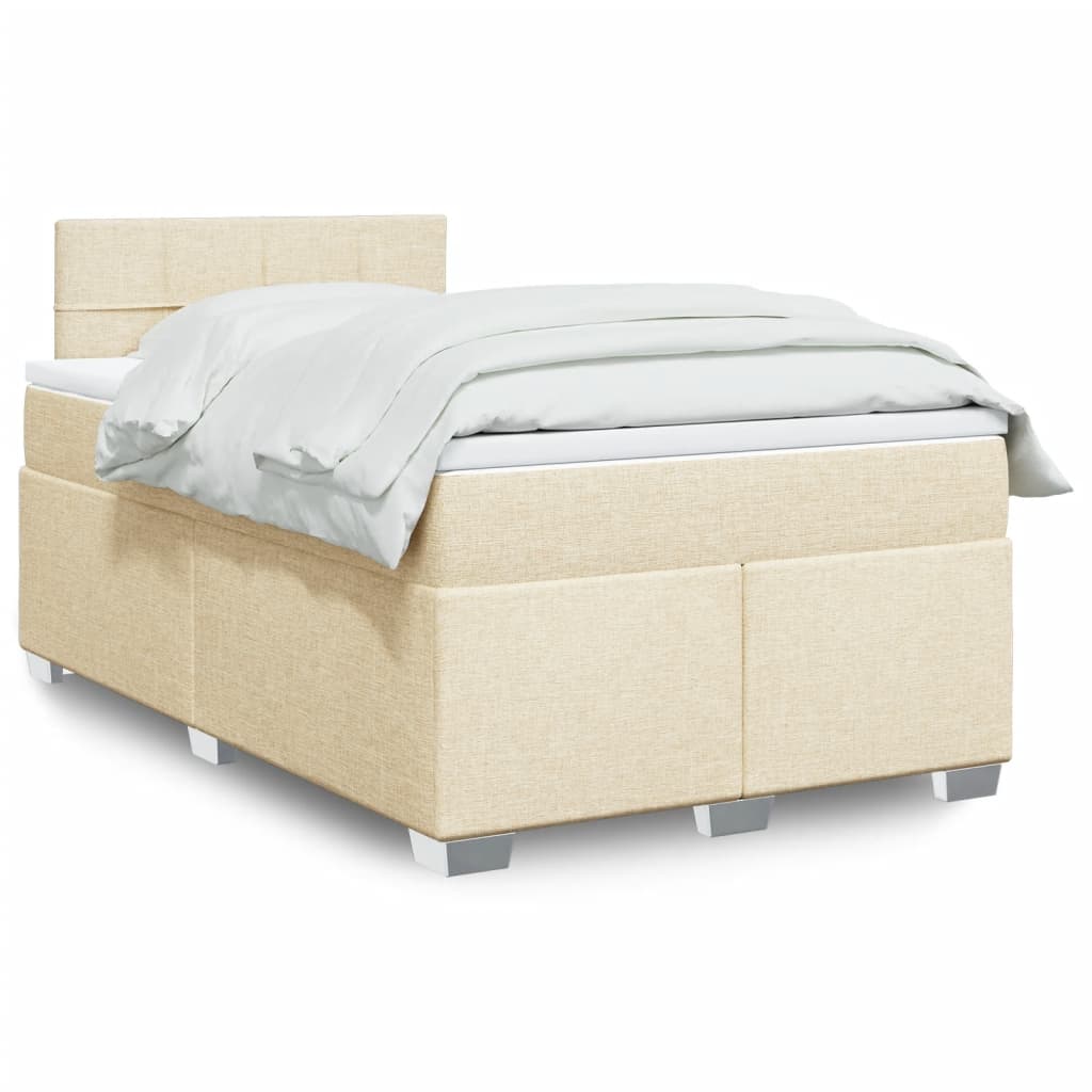 Boxspring met matras stof crèmekleurig 120x200 cm – afbeelding 1