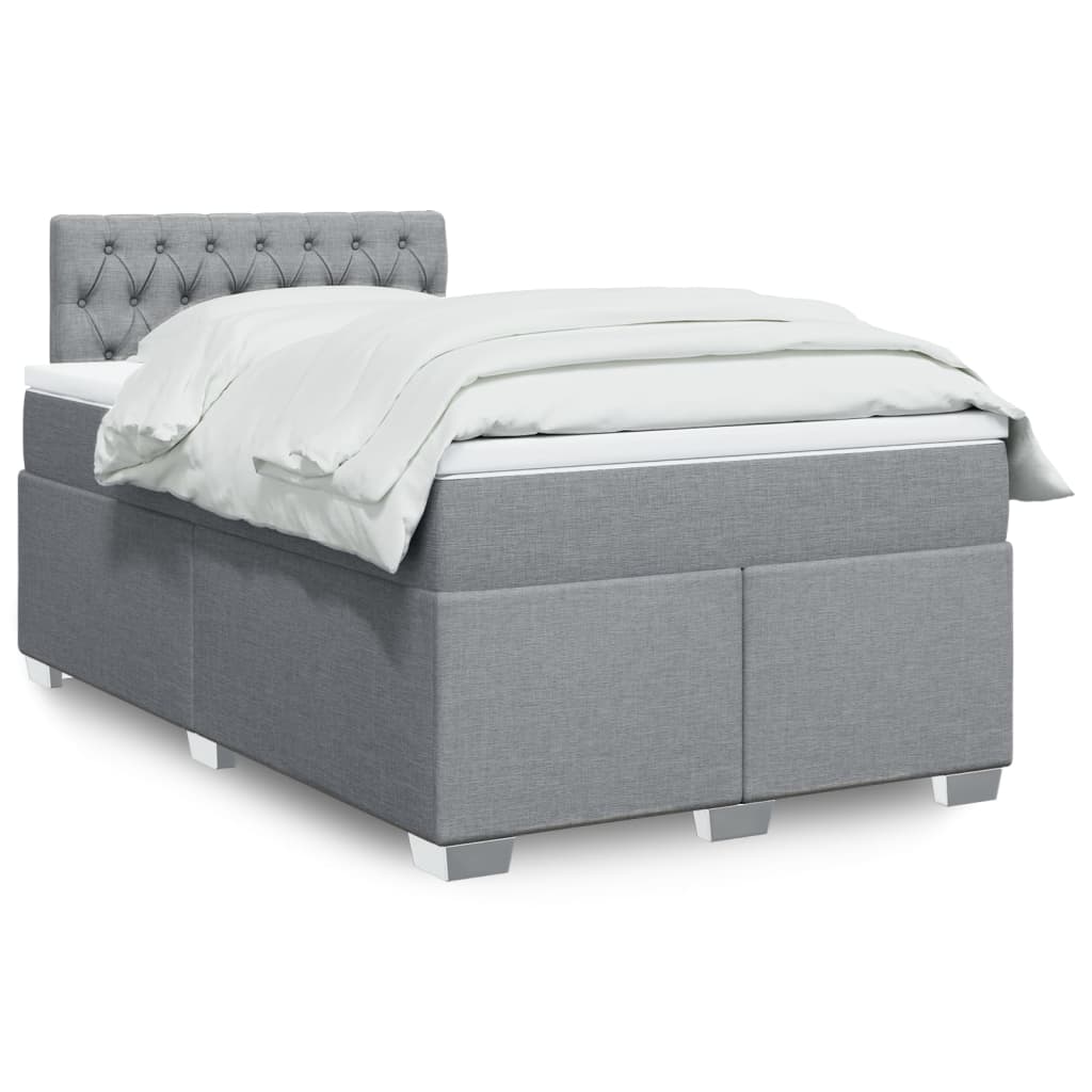 Boxspring met matras stof lichtgrijs 120x200 cm – afbeelding 1