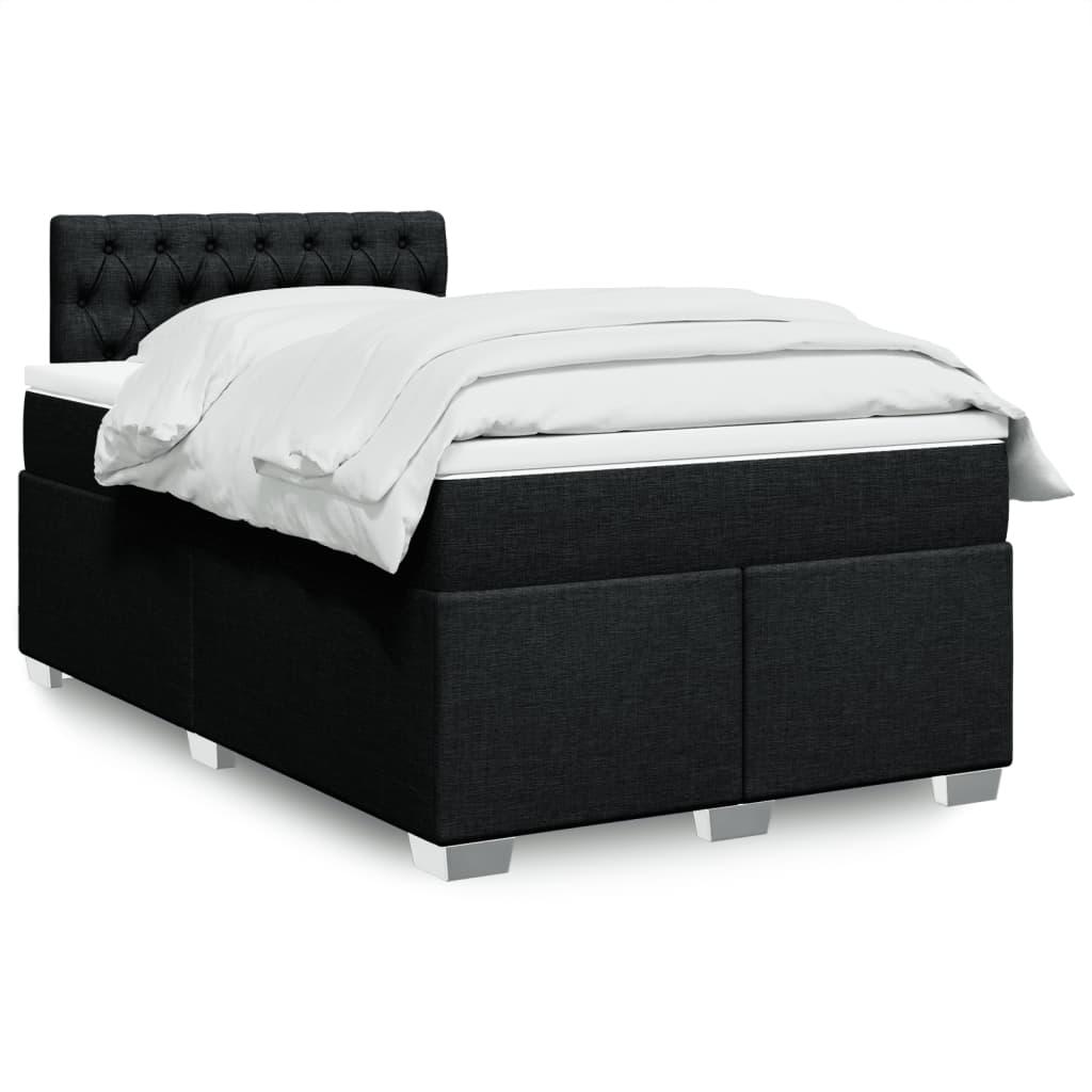 Boxspring met matras stof zwart 120x200 cm – afbeelding 1