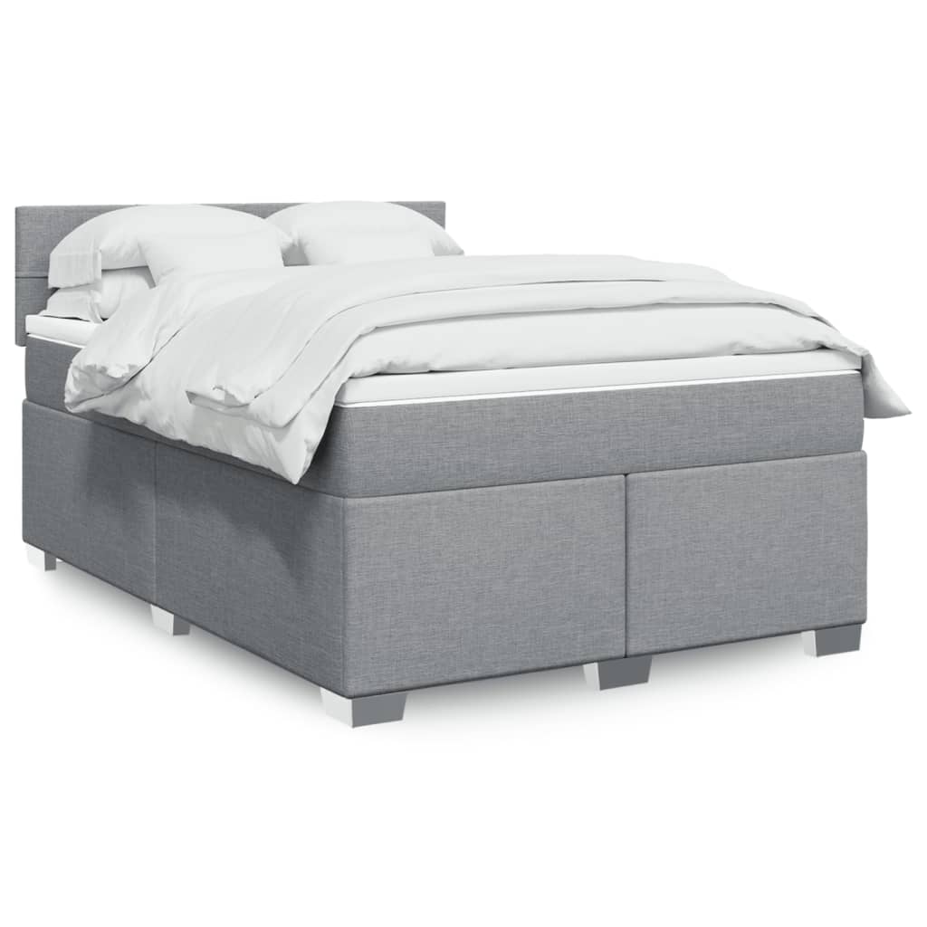 Boxspring met matras stof lichtgrijs 140x200 cm – afbeelding 1