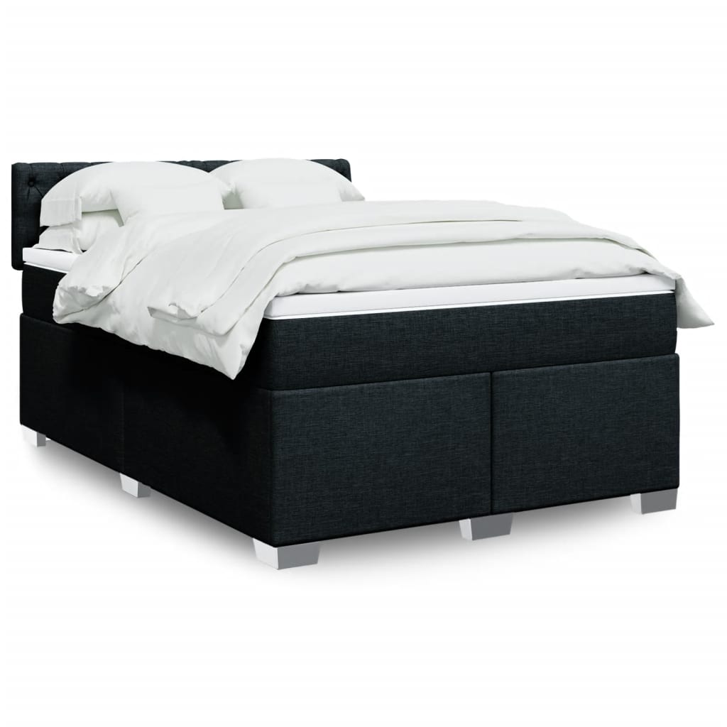 Boxspring met matras stof zwart 140x200 cm – afbeelding 1
