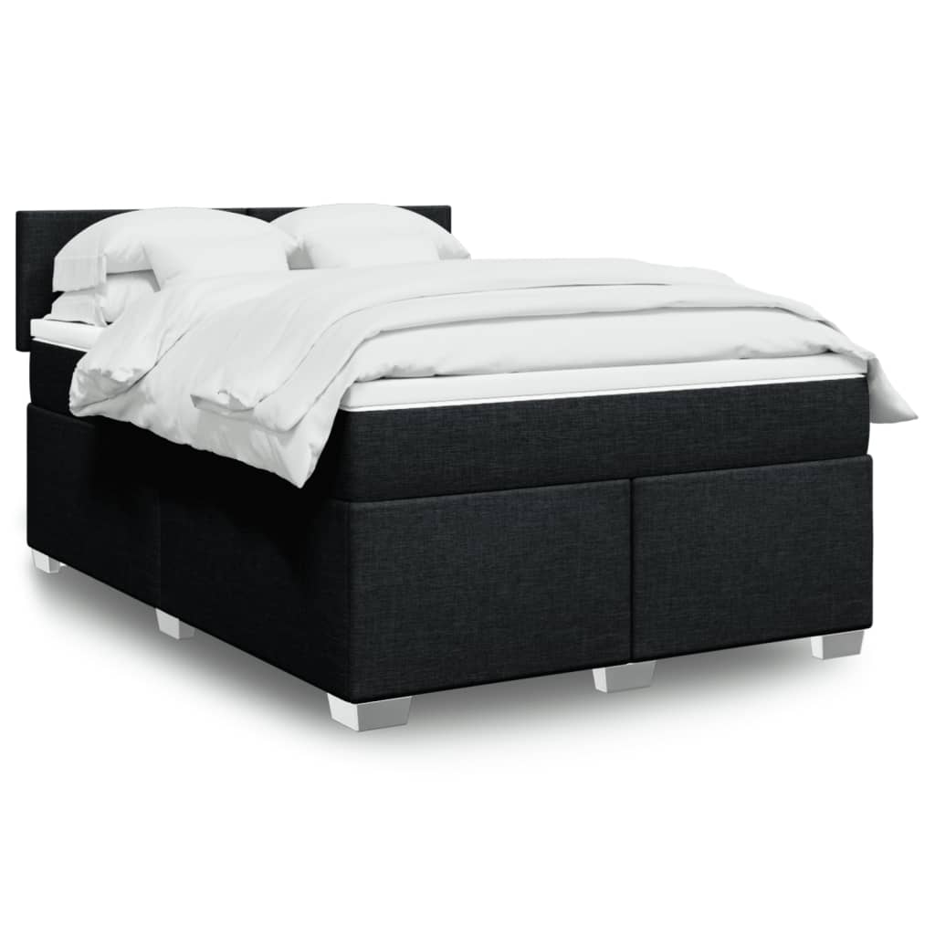 Boxspring met matras stof zwart 160x200 cm – afbeelding 1