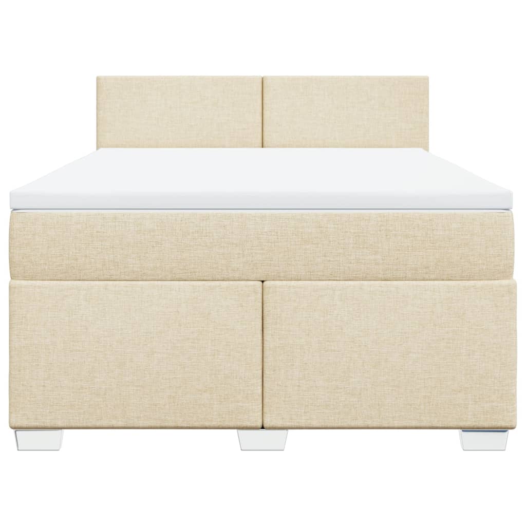 Boxspring met matras stof crèmekleurig 160x200 cm – afbeelding 4