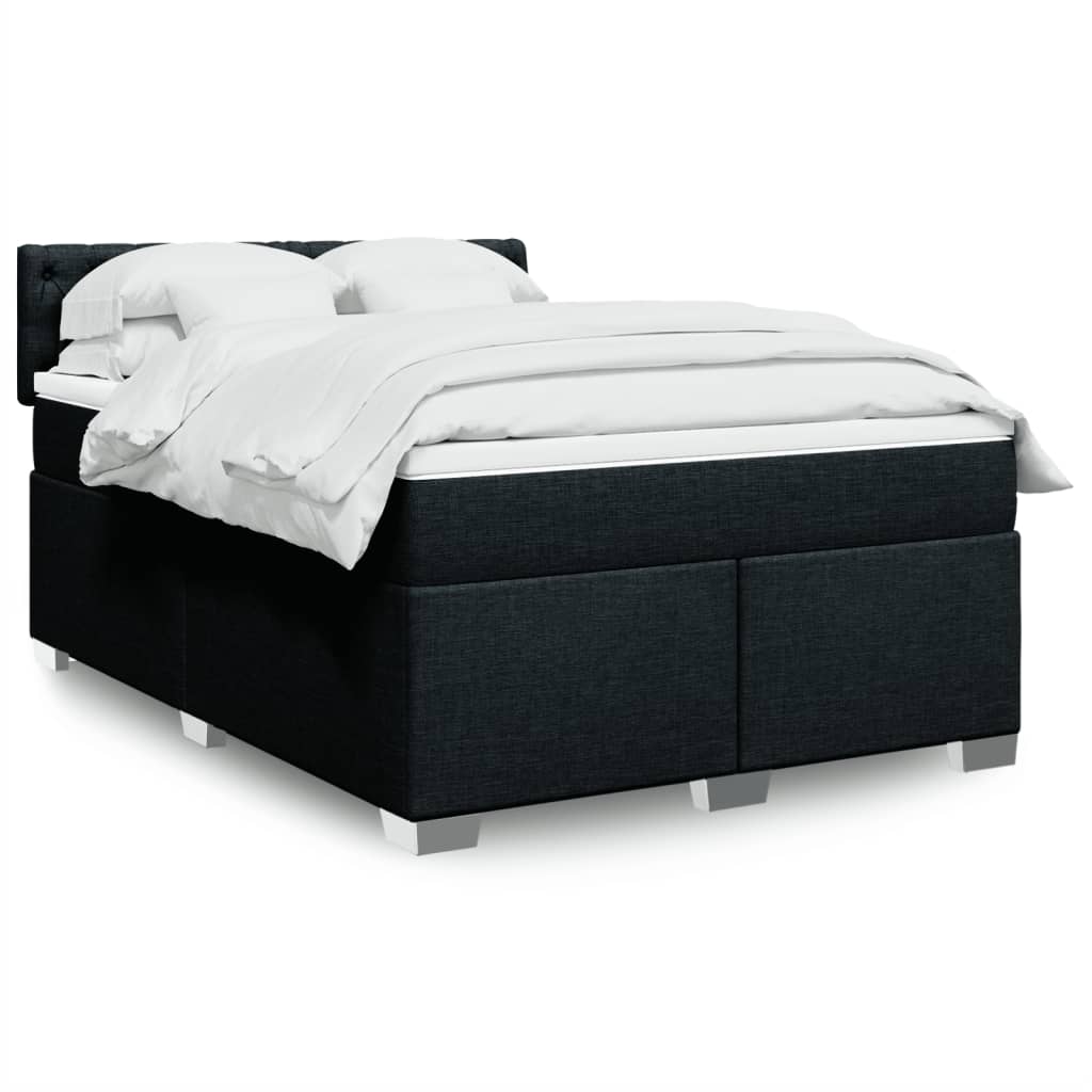 Boxspring met matras stof zwart 160x200 cm – afbeelding 1