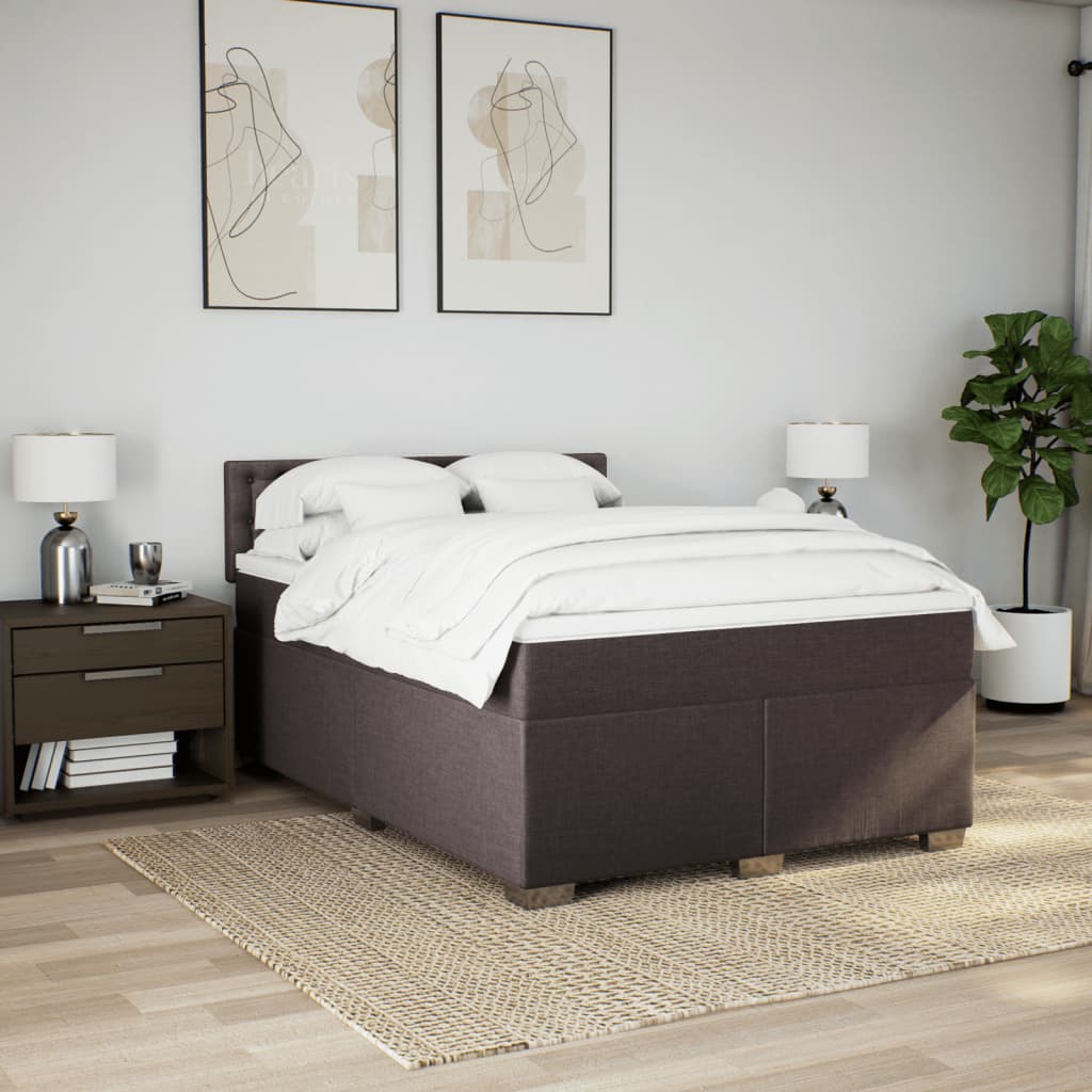 Boxspring met matras stof donkerbruin 160x200 cm – afbeelding 3