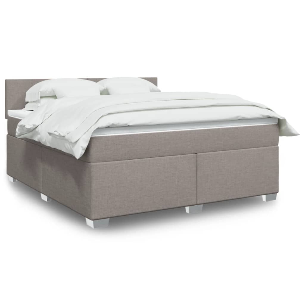 Boxspring met matras stof taupe 180x200 cm – afbeelding 1