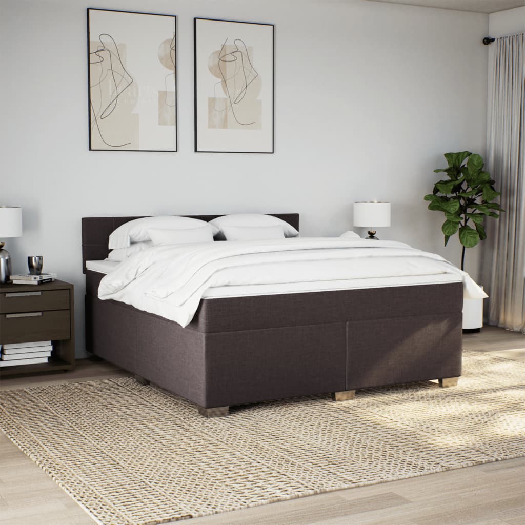 Boxspring met matras stof donkerbruin 180x200 cm – afbeelding 3