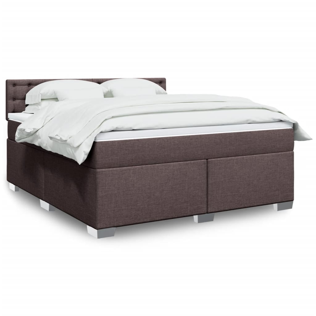 Boxspring met matras stof donkerbruin 180x200 cm – afbeelding 1