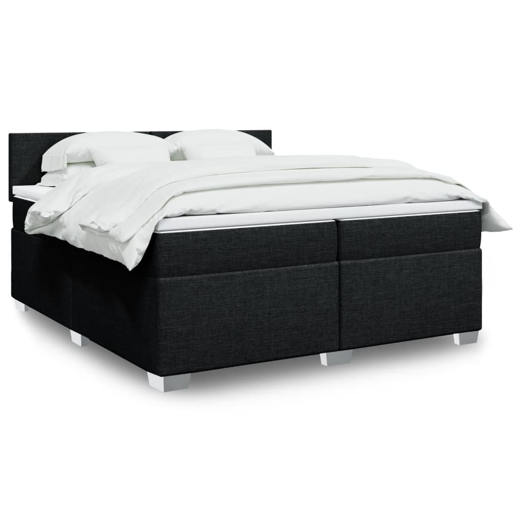 Boxspring met matras stof zwart 200x200 cm – afbeelding 1