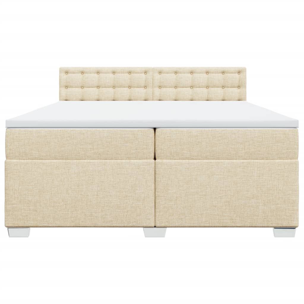 Boxspring met matras stof crèmekleurig 200x200 cm – afbeelding 4