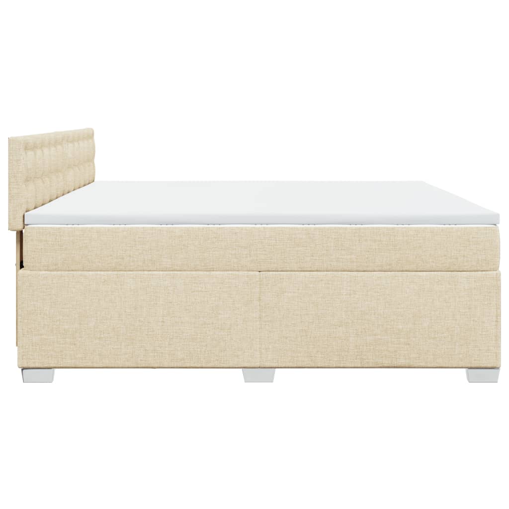 Boxspring met matras stof crèmekleurig 200x200 cm – afbeelding 9