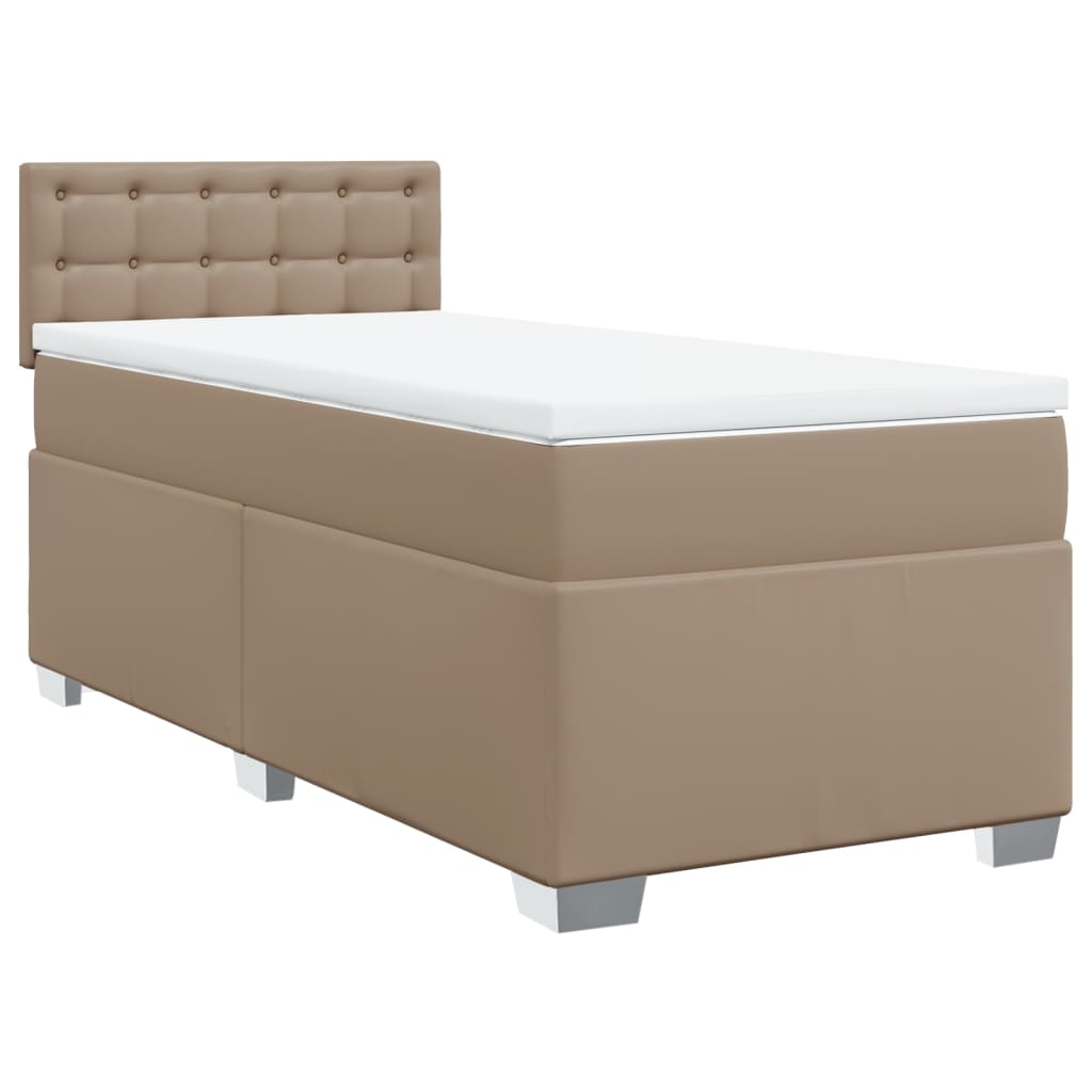 Boxspring met matras kunstleer cappuccinokleurig 90x190 cm – afbeelding 2