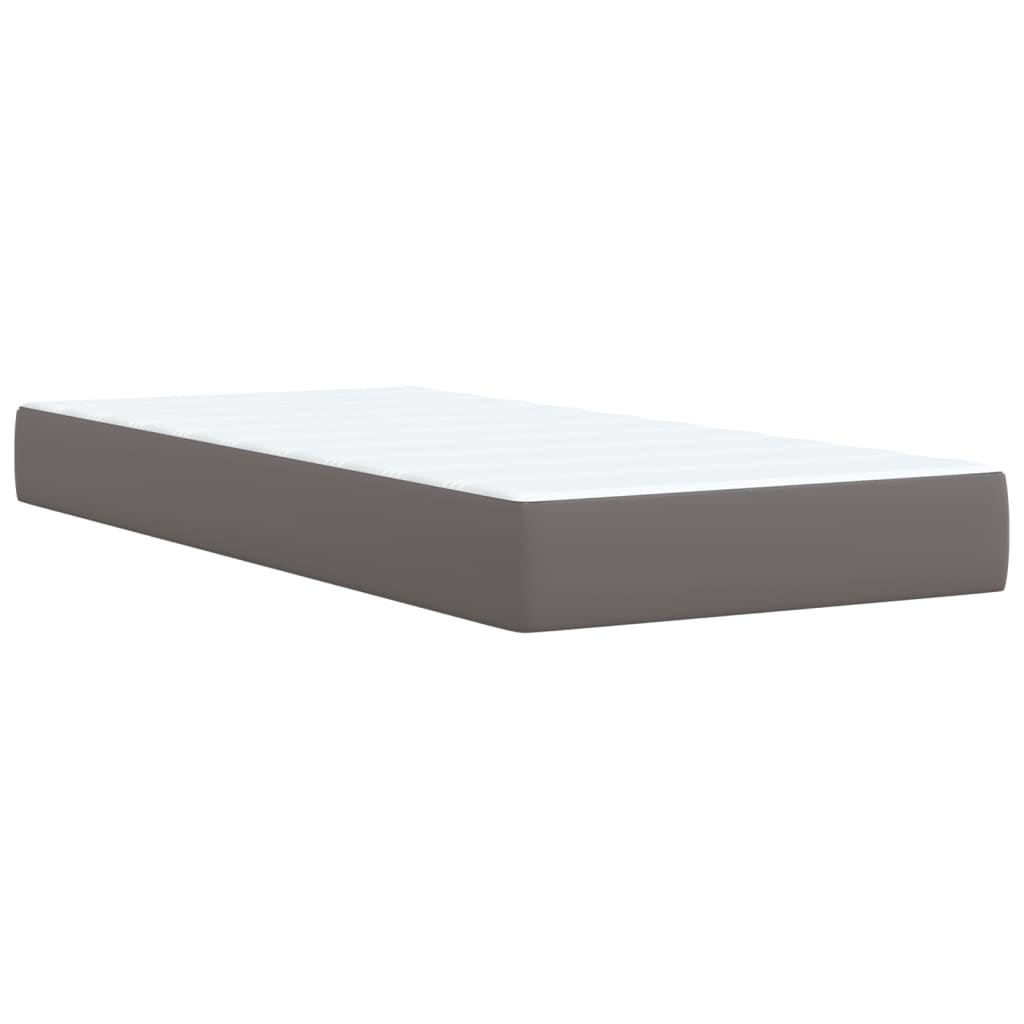 Boxspring met matras kunstleer grijs 90x200 cm – afbeelding 10