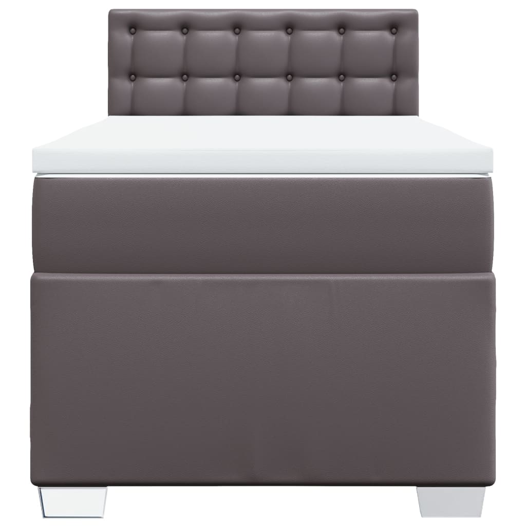 Boxspring met matras kunstleer grijs 90x200 cm – afbeelding 4