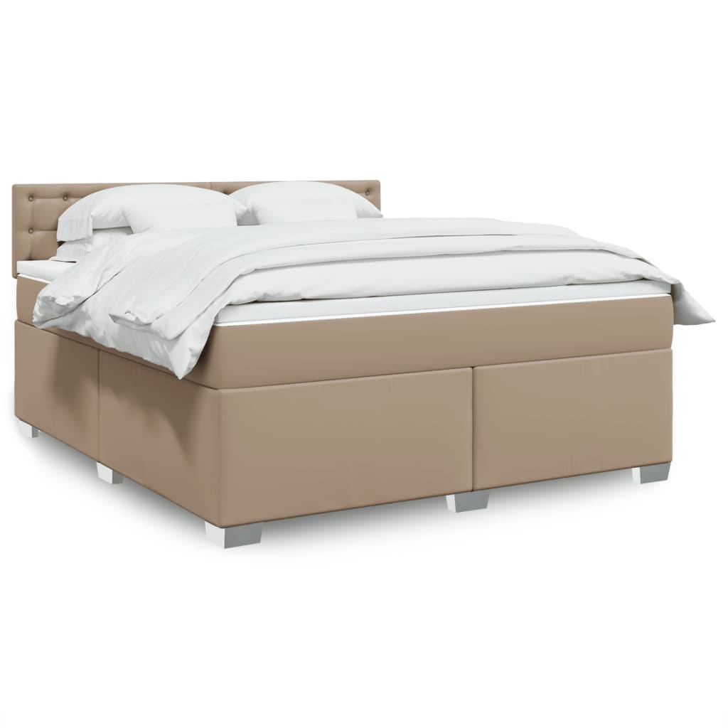 Boxspring met matras kunstleer cappuccinokleurig 180x200 cm – afbeelding 1