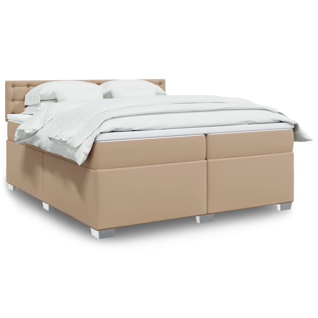 Boxspring met matras kunstleer cappuccinokleurig 200x200 cm – afbeelding 1