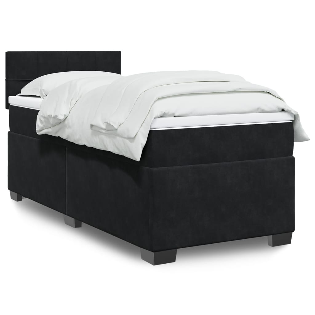 Boxspring met matras fluweel zwart 80x200 cm – afbeelding 1